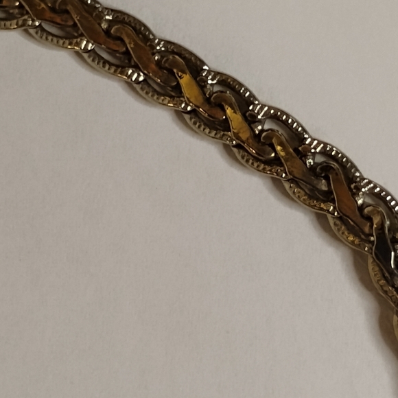 Unisex 925 Signed Sterling Silver Chain Polished and‎ Texture Design 20 inches - Picture 2 of 4